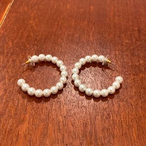 J Crew Factory Pearl Hoop Earrings